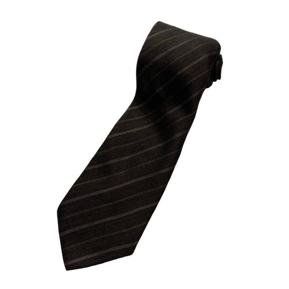 GIORGIO ARMANI Grey Cross striped 35% Silk,56% Lana Wool Tie Men's - Picture 1 of 8